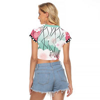 Japanese Kocho Pattern Raglan Cropped T Shirt Insect Pillar Butterfly Flower Fairy LT9 - Polynesian Pride