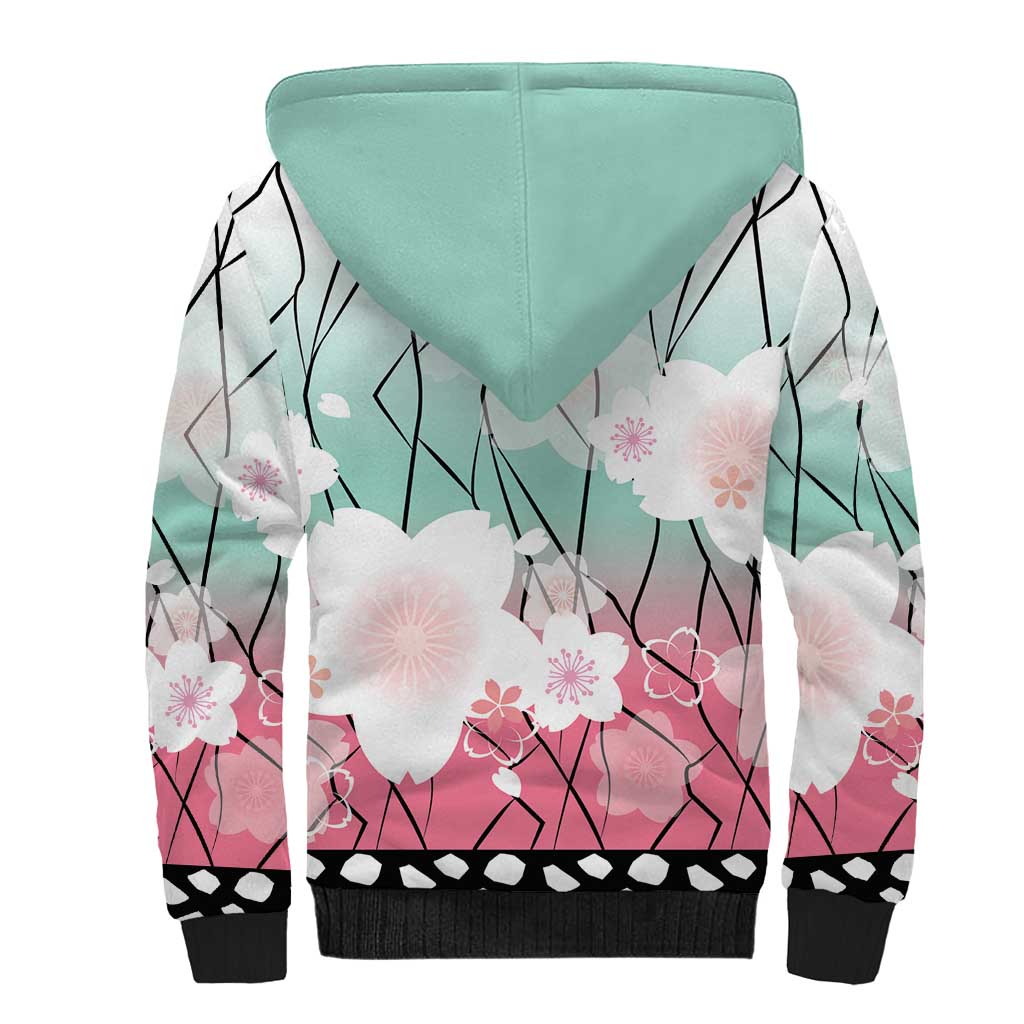 Japanese Kocho Pattern Sherpa Hoodie Insect Pillar Butterfly Flower Fairy - Polynesian Pride