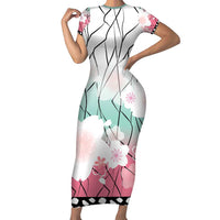 Japanese Kocho Pattern Short Sleeve Bodycon Dress Insect Pillar Butterfly Flower Fairy - Polynesian Pride