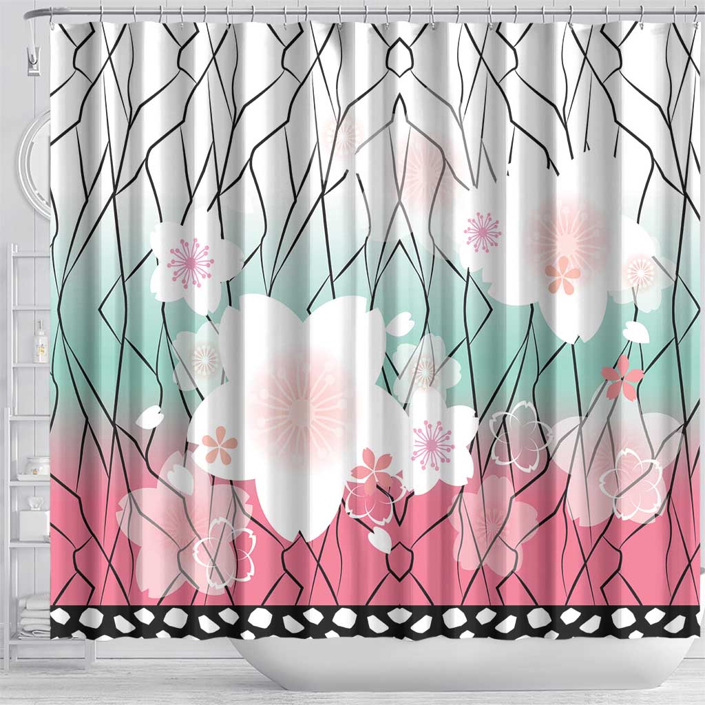 Japanese Kocho Pattern Shower Curtain Insect Pillar Butterfly Flower Fairy - Polynesian Pride
