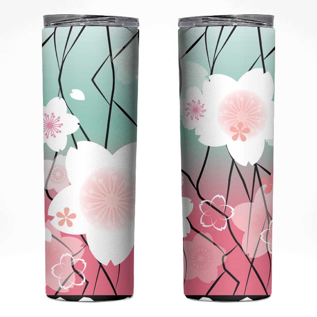 Japanese Kocho Pattern Skinny Tumbler Insect Pillar Butterfly Flower Fairy - Polynesian Pride
