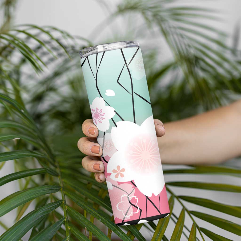 Japanese Kocho Pattern Skinny Tumbler Insect Pillar Butterfly Flower Fairy - Polynesian Pride