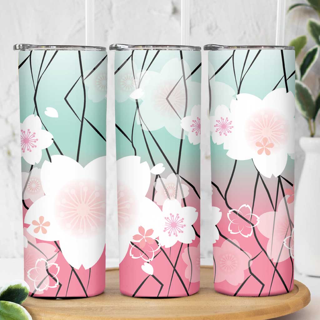 Japanese Kocho Pattern Skinny Tumbler Insect Pillar Butterfly Flower Fairy - Polynesian Pride