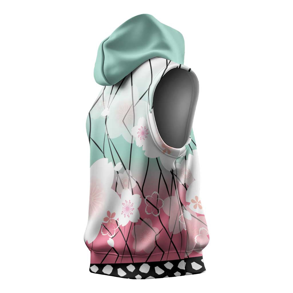 Japanese Kocho Pattern Sleeveless Hoodie Insect Pillar Butterfly Flower Fairy - Polynesian Pride