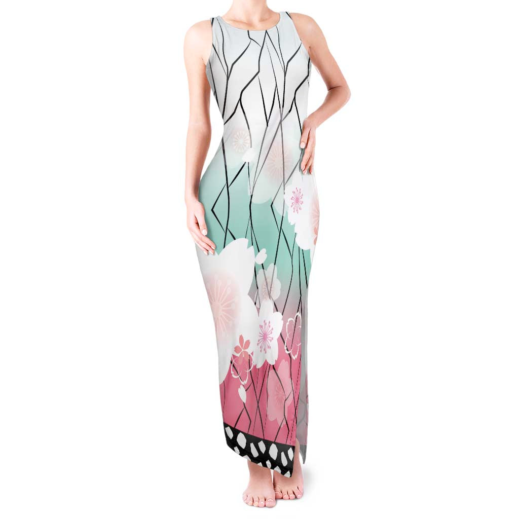 Japanese Kocho Pattern Tank Maxi Dress Insect Pillar Butterfly Flower Fairy - Polynesian Pride