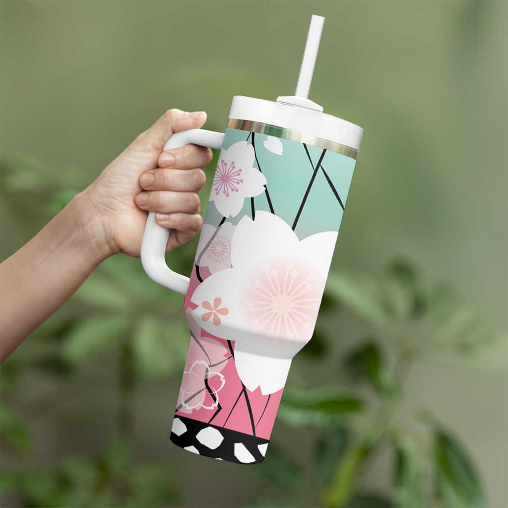 Japanese Kocho Pattern Tumbler With Handle Insect Pillar Butterfly Flower Fairy - Polynesian Pride