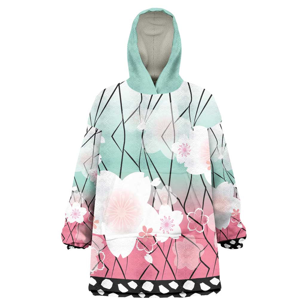 Japanese Kocho Pattern Wearable Blanket Hoodie Insect Pillar Butterfly Flower Fairy LT9 One Size Pink - Polynesian Pride