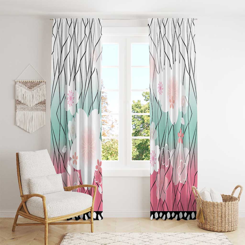Japanese Kocho Pattern Window Curtain Insect Pillar Butterfly Flower Fairy - Polynesian Pride