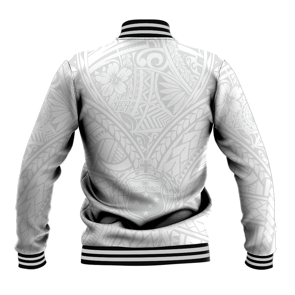 Samoa Lotu Tamaiti Baseball Jacket Polynesian White Sunday Simple LT9 - Polynesian Pride