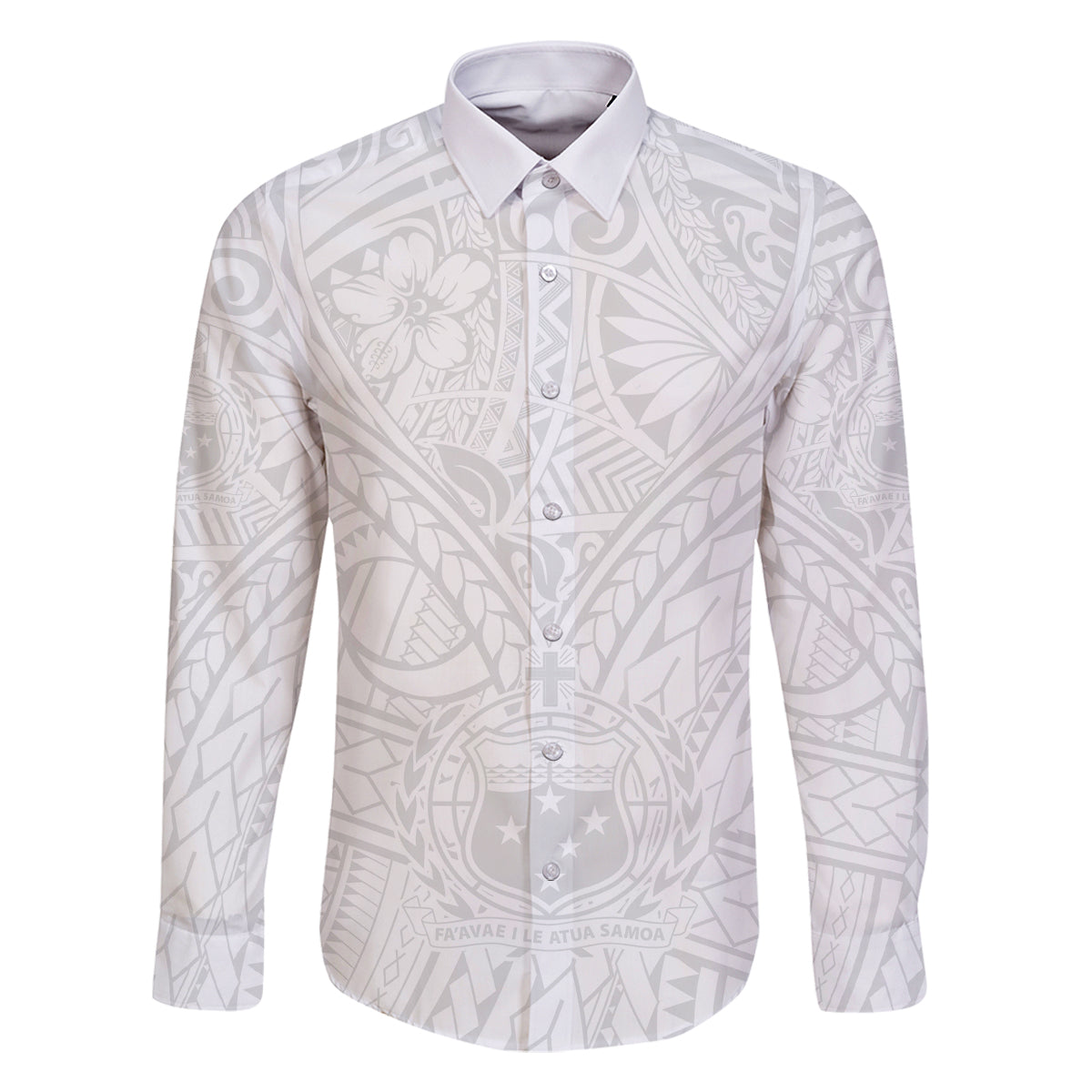 Samoa Lotu Tamaiti Family Matching Mermaid Dress and Hawaiian Shirt Polynesian White Sunday Simple LT9 Dad's Shirt - Long Sleeve White - Polynesian Pride