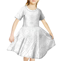 Samoa Lotu Tamaiti Kid Short Sleeve Dress Polynesian White Sunday Simple LT9 - Polynesian Pride