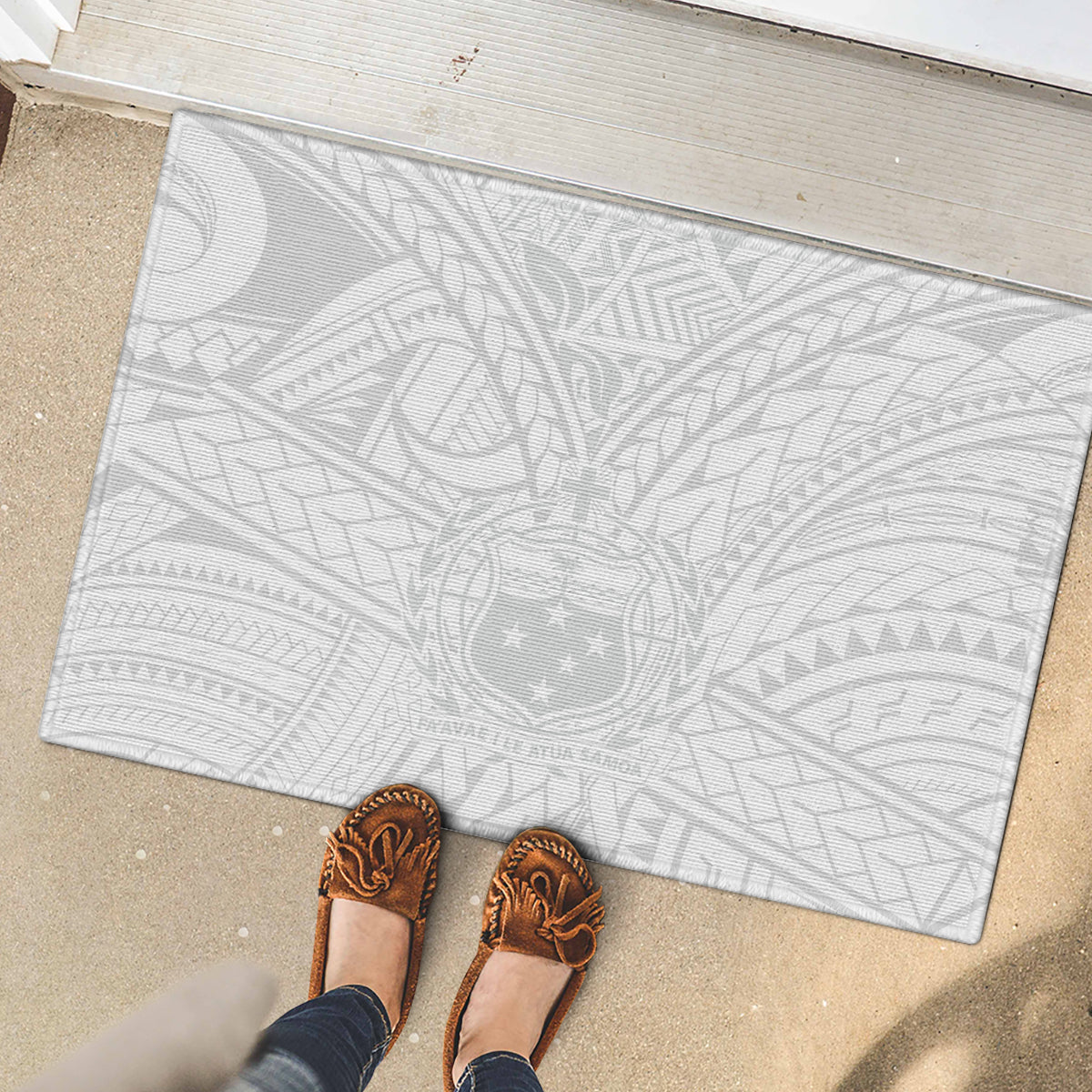 Samoa Lotu Tamaiti Rubber Doormat Polynesian White Sunday Simple LT9 - Polynesian Pride