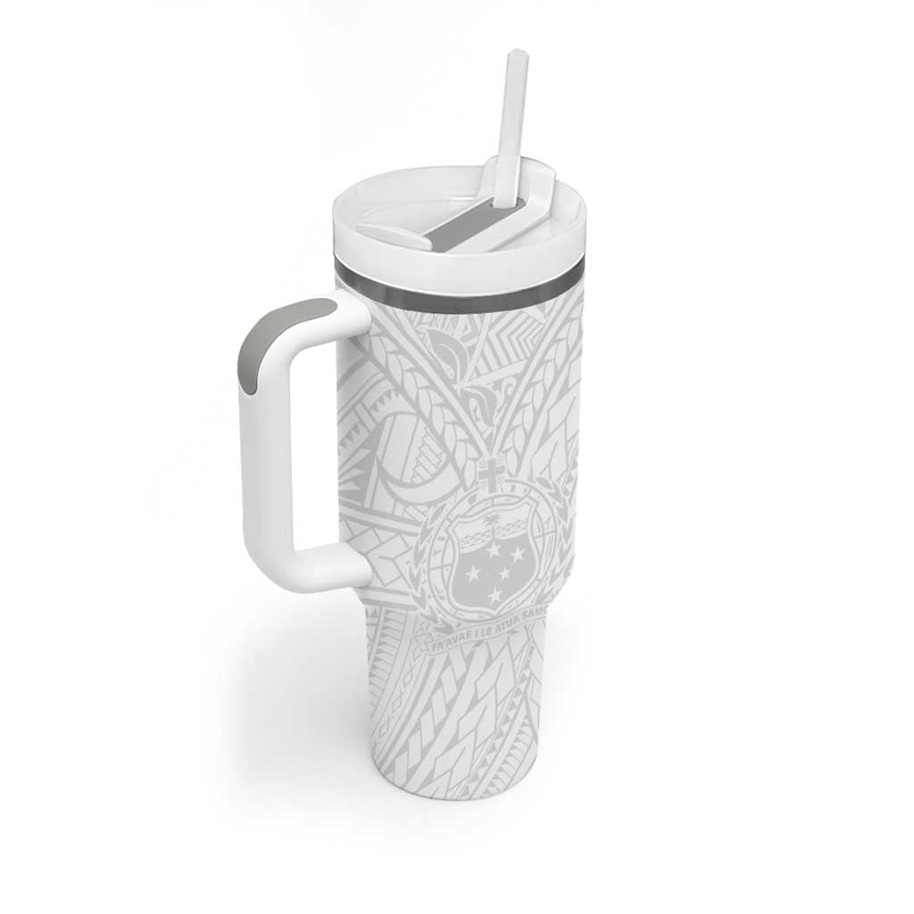 Samoa Lotu Tamaiti Tumbler With Handle Polynesian White Sunday Simple