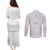 Samoa Lotu Tamait Couples Matching Puletasi Dress and Long Sleeve Button Shirts Tropical Plant White Sunday With Polynesia Pattern LT9 - Polynesian Pride