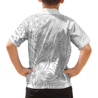 Samoa Lotu Tamait Family Matching Off Shoulder Short Dress and Hawaiian Shirt Tropical Plant White Sunday With Polynesia Pattern LT9 - Polynesian Pride