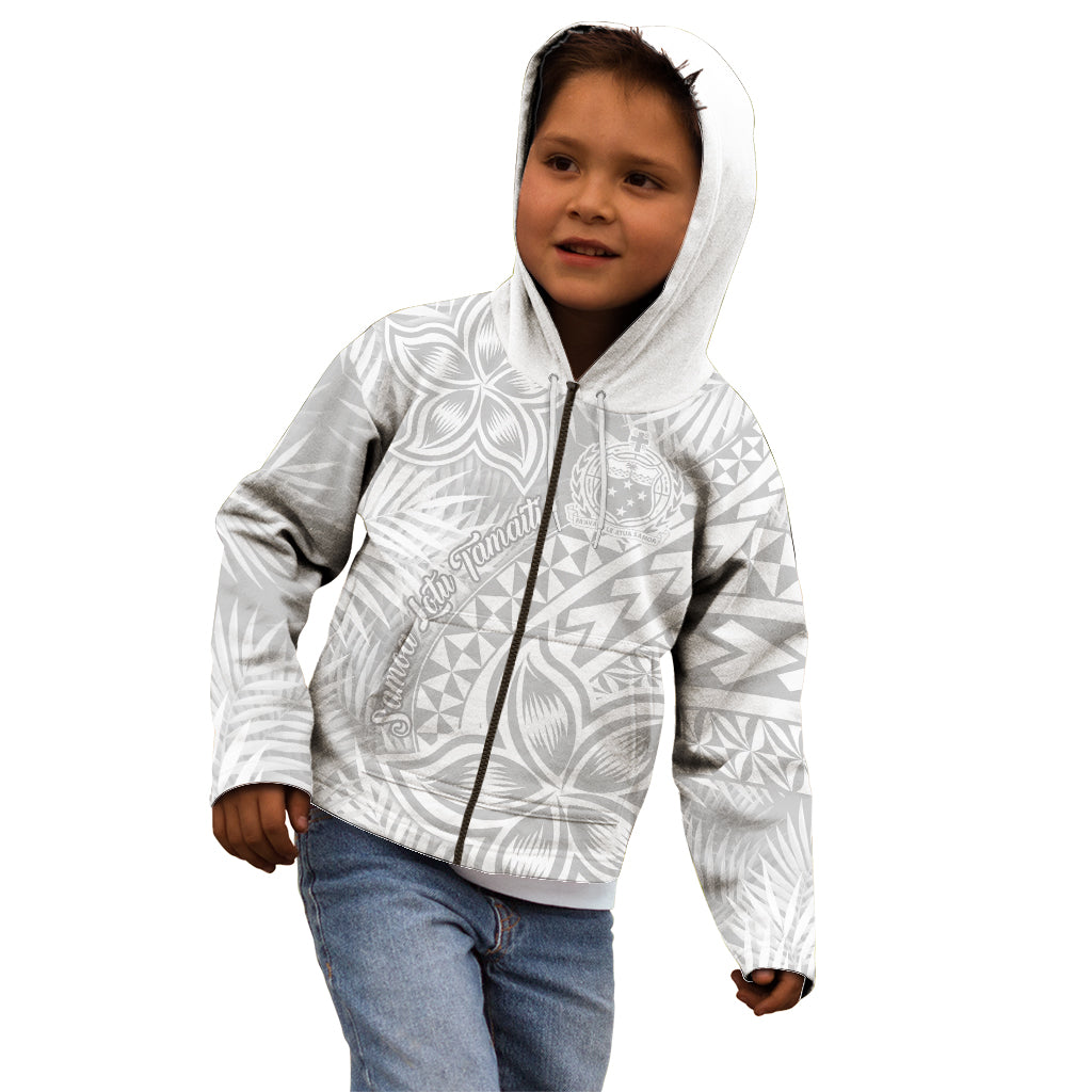 Samoa Lotu Tamait Kid Hoodie Tropical Plant White Sunday With Polynesia Pattern LT9 - Polynesian Pride