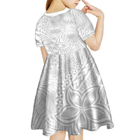 Samoa Lotu Tamait Kid Short Sleeve Dress Tropical Plant White Sunday With Polynesia Pattern LT9 - Polynesian Pride