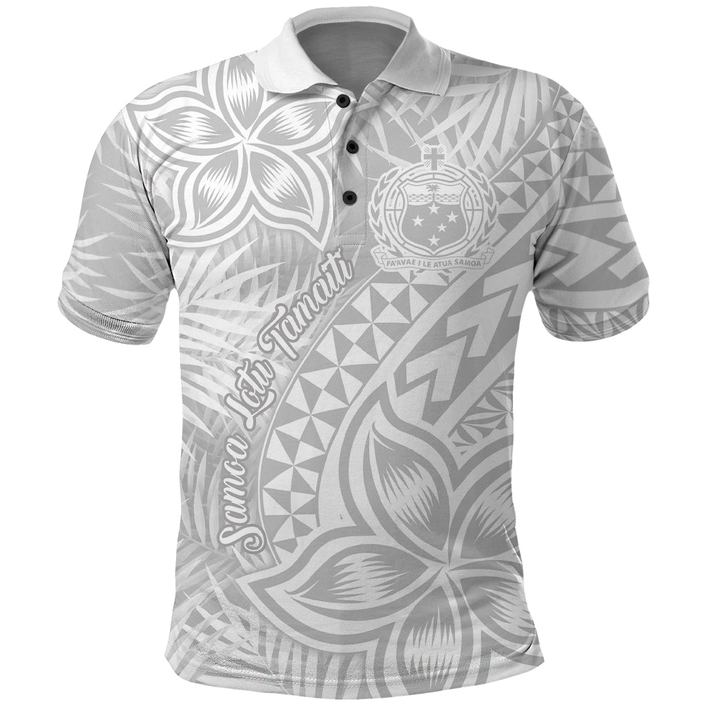 Samoa Lotu Tamait Polo Shirt Tropical Plant White Sunday With Polynesia Pattern LT9 White - Polynesian Pride