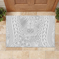Samoa Lotu Tamait Rubber Doormat Tropical Plant White Sunday With Polynesia Pattern LT9 - Polynesian Pride