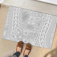 Samoa Lotu Tamait Rubber Doormat Tropical Plant White Sunday With Polynesia Pattern LT9 - Polynesian Pride