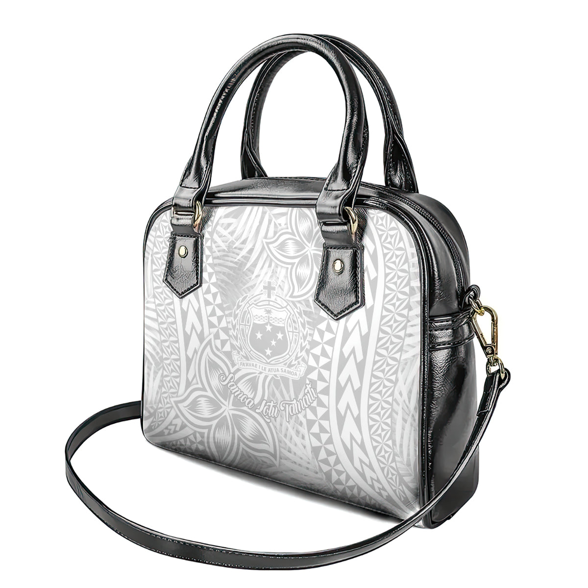 Samoa Lotu Tamait Shoulder Handbag Tropical Plant White Sunday With Polynesia Pattern LT9 - Polynesian Pride