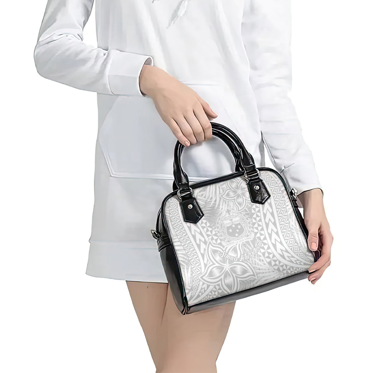 Samoa Lotu Tamait Shoulder Handbag Tropical Plant White Sunday With Polynesia Pattern LT9 - Polynesian Pride