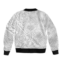 Samoa Lotu Tamait Sleeve Zip Bomber Jacket Tropical Plant White Sunday With Polynesia Pattern LT9 - Polynesian Pride