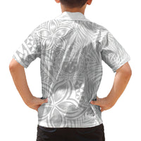 Personalised Samoa Lotu Tamait Family Matching Off Shoulder Short Dress and Hawaiian Shirt Tropical Plant White Sunday With Polynesia Pattern LT9 - Polynesian Pride