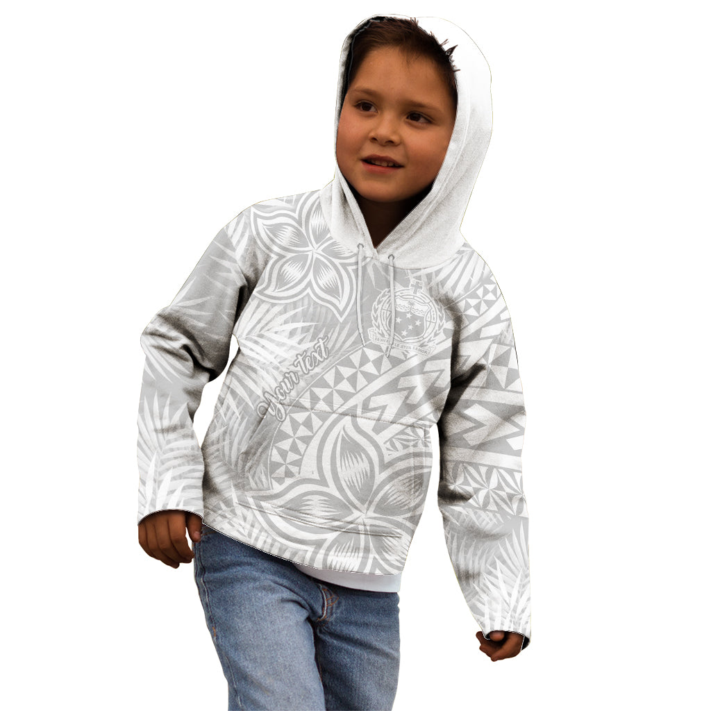 Personalised Samoa Lotu Tamait Kid Hoodie Tropical Plant White Sunday With Polynesia Pattern LT9 - Polynesian Pride