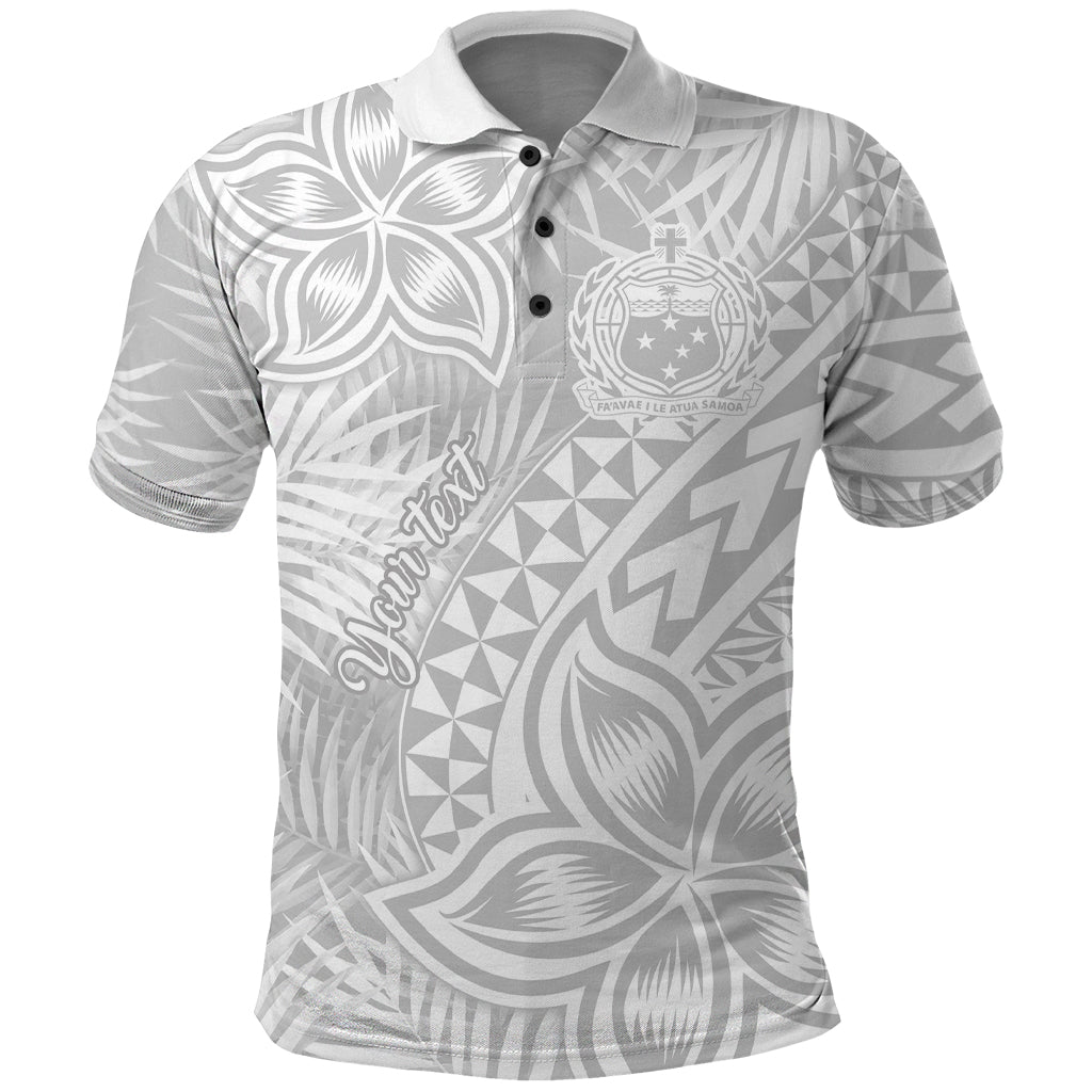 Personalised Samoa Lotu Tamait Polo Shirt Tropical Plant White Sunday With Polynesia Pattern LT9 White - Polynesian Pride