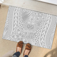 Personalised Samoa Lotu Tamait Rubber Doormat Tropical Plant White Sunday With Polynesia Pattern LT9 - Polynesian Pride