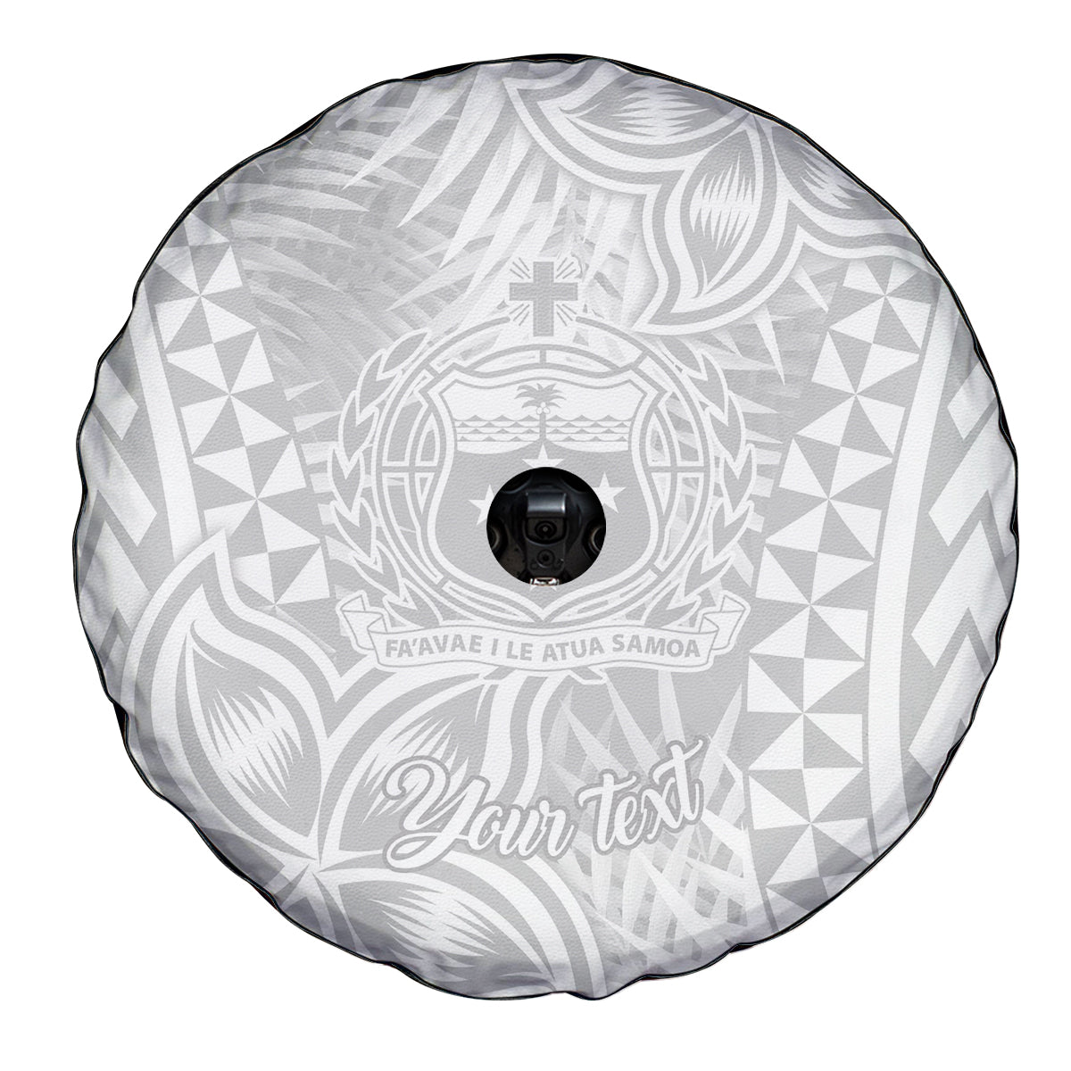 Personalised Samoa Lotu Tamait Spare Tire Cover Tropical Plant White Sunday With Polynesia Pattern LT9 - Polynesian Pride