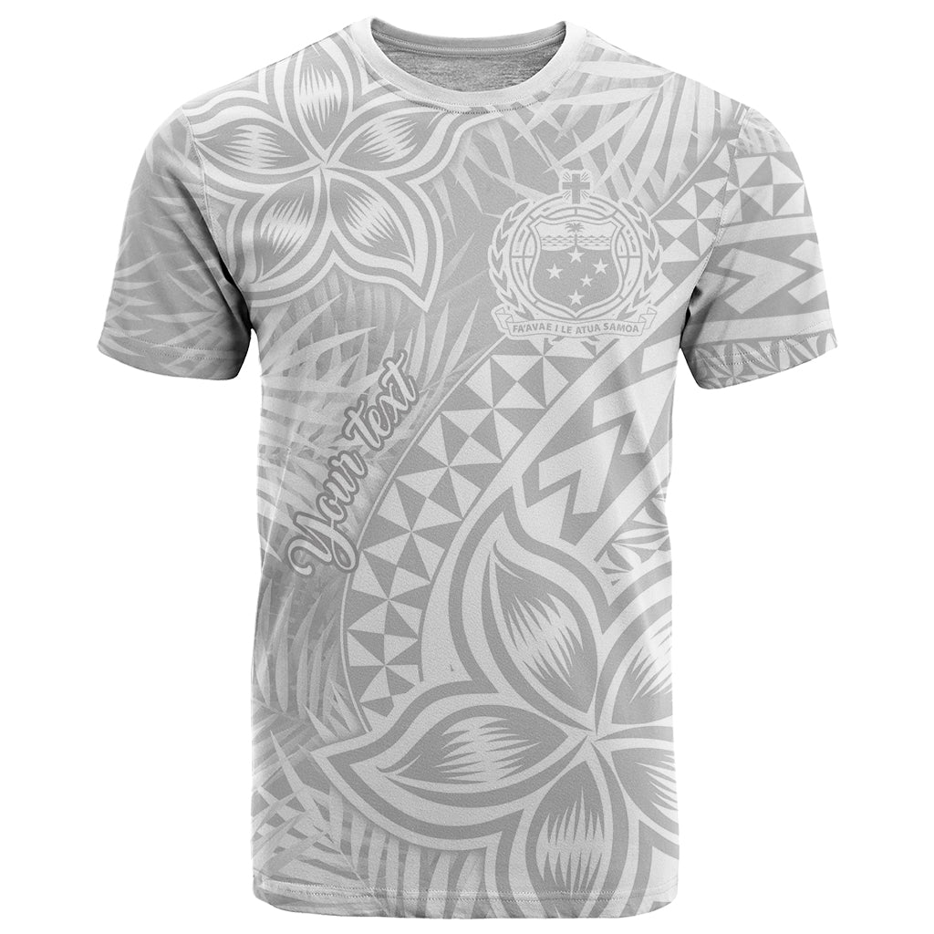 Personalised Samoa Lotu Tamait T Shirt Tropical Plant White Sunday With Polynesia Pattern LT9 White - Polynesian Pride