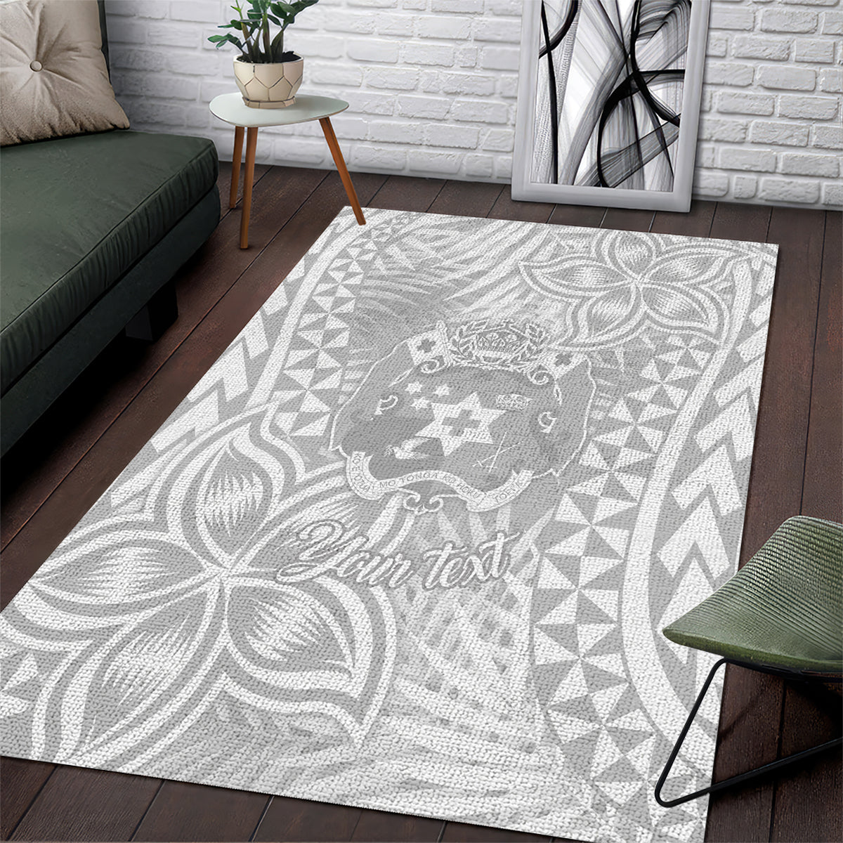 Personalised Tonga White Sunday Area Rug Tropical Plant With Polynesian Pattern LT9 White - Polynesian Pride