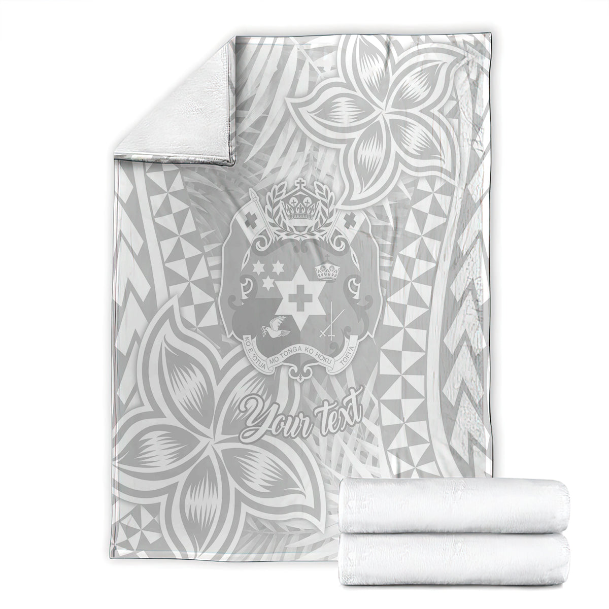 Personalised Tonga White Sunday Blanket Tropical Plant With Polynesian Pattern LT9 - Polynesian Pride