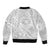 Personalised Tonga White Sunday Bomber Jacket Tropical Plant With Polynesian Pattern LT9 - Polynesian Pride