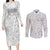 Personalised Tonga White Sunday Couples Matching Long Sleeve Bodycon Dress and Long Sleeve Button Shirts Tropical Plant With Polynesian Pattern LT9 White - Polynesian Pride