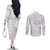 Personalised Tonga White Sunday Couples Matching Off The Shoulder Long Sleeve Dress and Long Sleeve Button Shirts Tropical Plant With Polynesian Pattern LT9 - Polynesian Pride