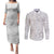 Personalised Tonga White Sunday Couples Matching Puletasi Dress and Long Sleeve Button Shirts Tropical Plant With Polynesian Pattern LT9 White - Polynesian Pride