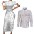Personalised Tonga White Sunday Couples Matching Short Sleeve Bodycon Dress and Long Sleeve Button Shirts Tropical Plant With Polynesian Pattern LT9 White - Polynesian Pride