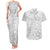 Personalised Tonga White Sunday Couples Matching Tank Maxi Dress and Hawaiian Shirt Tropical Plant With Polynesian Pattern LT9 White - Polynesian Pride