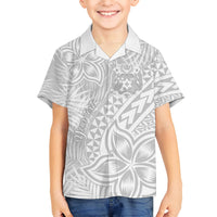 Personalised Tonga White Sunday Kid Hawaiian Shirt Tropical Plant With Polynesian Pattern LT9 Kid White - Polynesian Pride