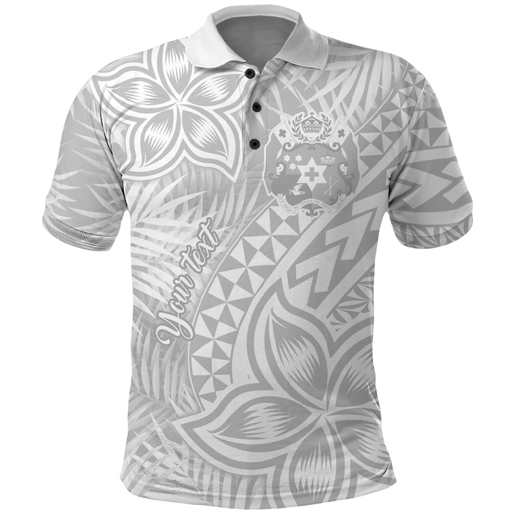 Personalised Tonga White Sunday Polo Shirt Tropical Plant With Polynesian Pattern LT9 White - Polynesian Pride