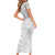 Personalised Tonga White Sunday Short Sleeve Bodycon Dress Tropical Plant With Polynesian Pattern LT9 - Polynesian Pride