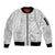 Personalised Tonga White Sunday Sleeve Zip Bomber Jacket Tropical Plant With Polynesian Pattern LT9 Unisex White - Polynesian Pride