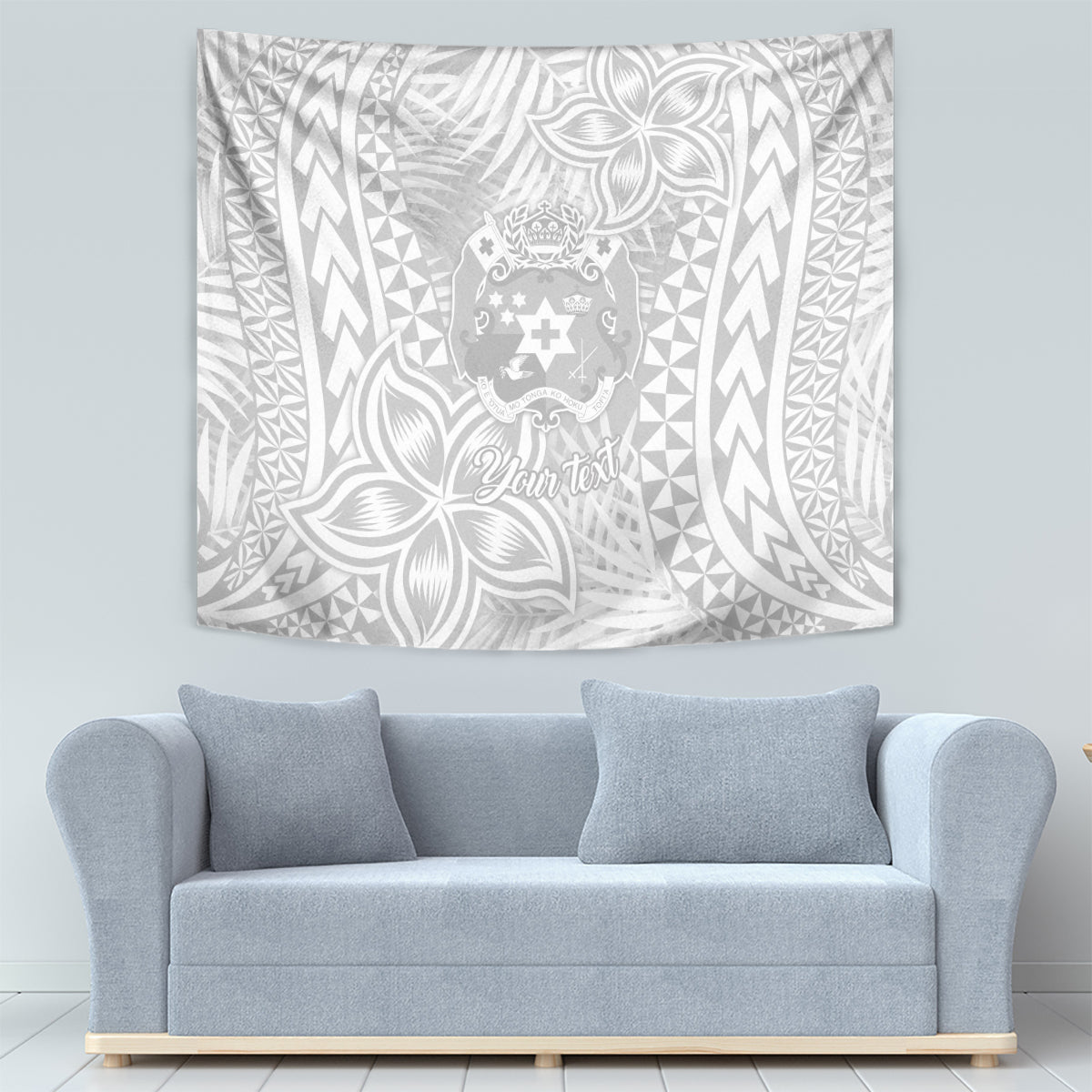 Personalised Tonga White Sunday Tapestry Tropical Plant With Polynesian Pattern LT9 - Polynesian Pride