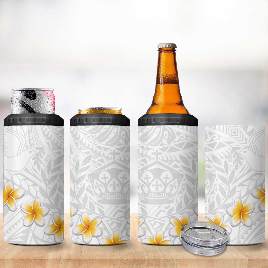 Tonga White Sunday 4 in 1 Can Cooler Tumbler Polynesian Tribal Simple
