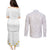 Tonga White Sunday Couples Matching Puletasi Dress and Long Sleeve Button Shirts Polynesian Plumeria Tribal Simple LT9 - Polynesian Pride