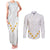 Tonga White Sunday Couples Matching Tank Maxi Dress and Long Sleeve Button Shirts Polynesian Plumeria Tribal Simple LT9 White - Polynesian Pride