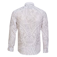 Tonga White Sunday Family Matching Long Sleeve Bodycon Dress and Hawaiian Shirt Polynesian Plumeria Tribal Simple LT9 - Polynesian Pride